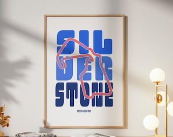 Kultige Silverstone Poster Formel 1 Racing Print Motorsport Track Artistic Design Premium F1 Dekor für Erwachsene