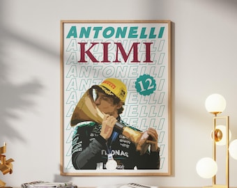 Andrea Kimi Antonelli F1 First Win Wandkunst 2026: Mercedes Racing Poster