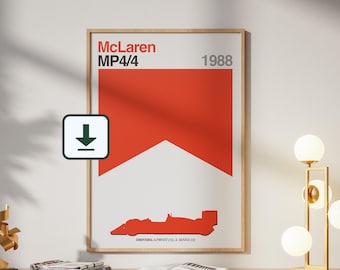 Marlboro McLaren Digital Download Poster Vintage Minimalist F1 Team Livery Wandkunst 1988 Konstrukteure Farben Formel 1 Druck