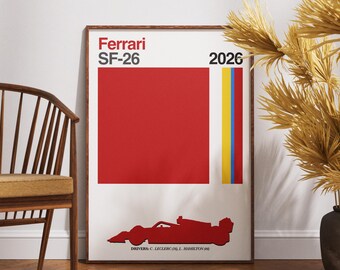 Ferrari SF-26 Minimalist F1 Druck | 2026 Saison Livery Wandkunst