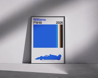 Williams Minimalistisches Poster F1 Team Livery Wall Art 2026 Saison Teamfarben Formel 1 Druck Carlos Sainz, Alex Albon Design