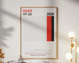 HAAS Formel 1 Team Print Sleek Racing Livery Wandkunst Minimalistisches Grandprix Konstrukteursdekor