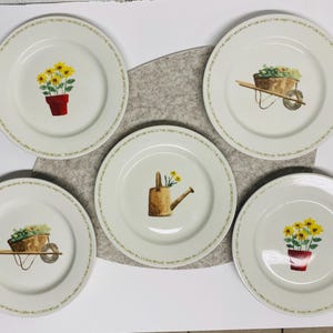 Vintage Set of 5 Thomson Pottery’My Garden’ 8” Salad Plates RARE Stoneware