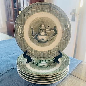 Vintage Set Of 6 Royal China USA The Old Curiosity Shop 6 1/8” Saucers