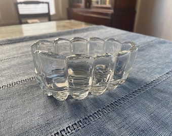 Vintage Princess House Crystal Utensil Holder Spoon & Fork Rest Heavy Ribbed Clear Glass