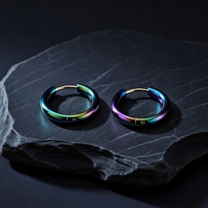 Anello clicker arcobaleno in acciaio chirurgico, piercing all'orecchio, catena per narice, cerchio arcobaleno, orecchino a cerchio per cartilagine del trago, arcobaleno