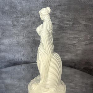 Opposite side angle
Elegant side angle of Venus statue inspired by Aphrodite, goddess of love and beauty. White mythology sculpture with shell symbolism, altar decor, feminine aesthetic home decor, spiritual figurine, romantic decor piece, mythology inspired shelf styling, detailed 3D printed statue, minimalist Greek goddess art.