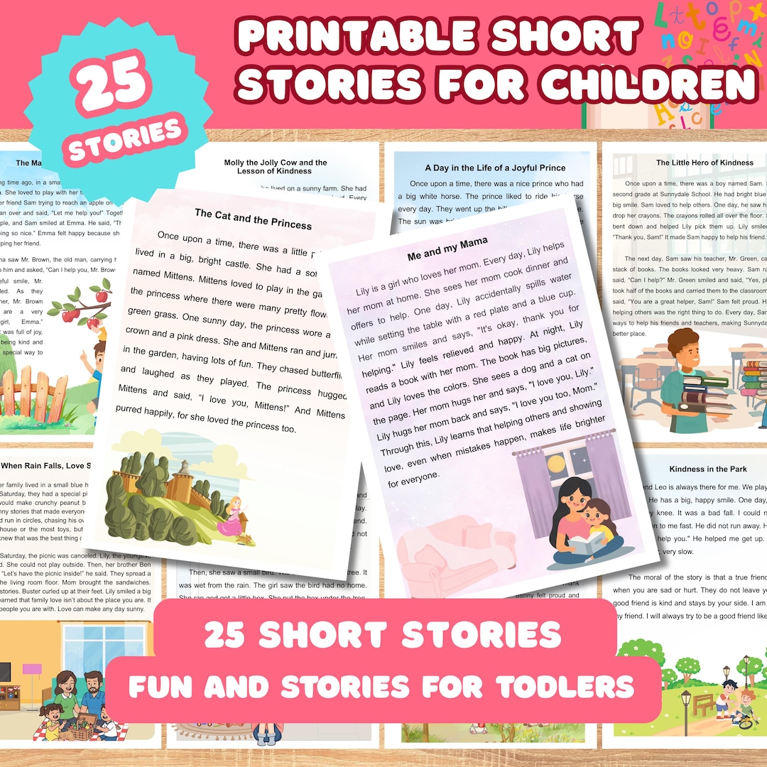25 Printable Short Stories for Kids, Moral Lessons, Illustrations (PDF ...