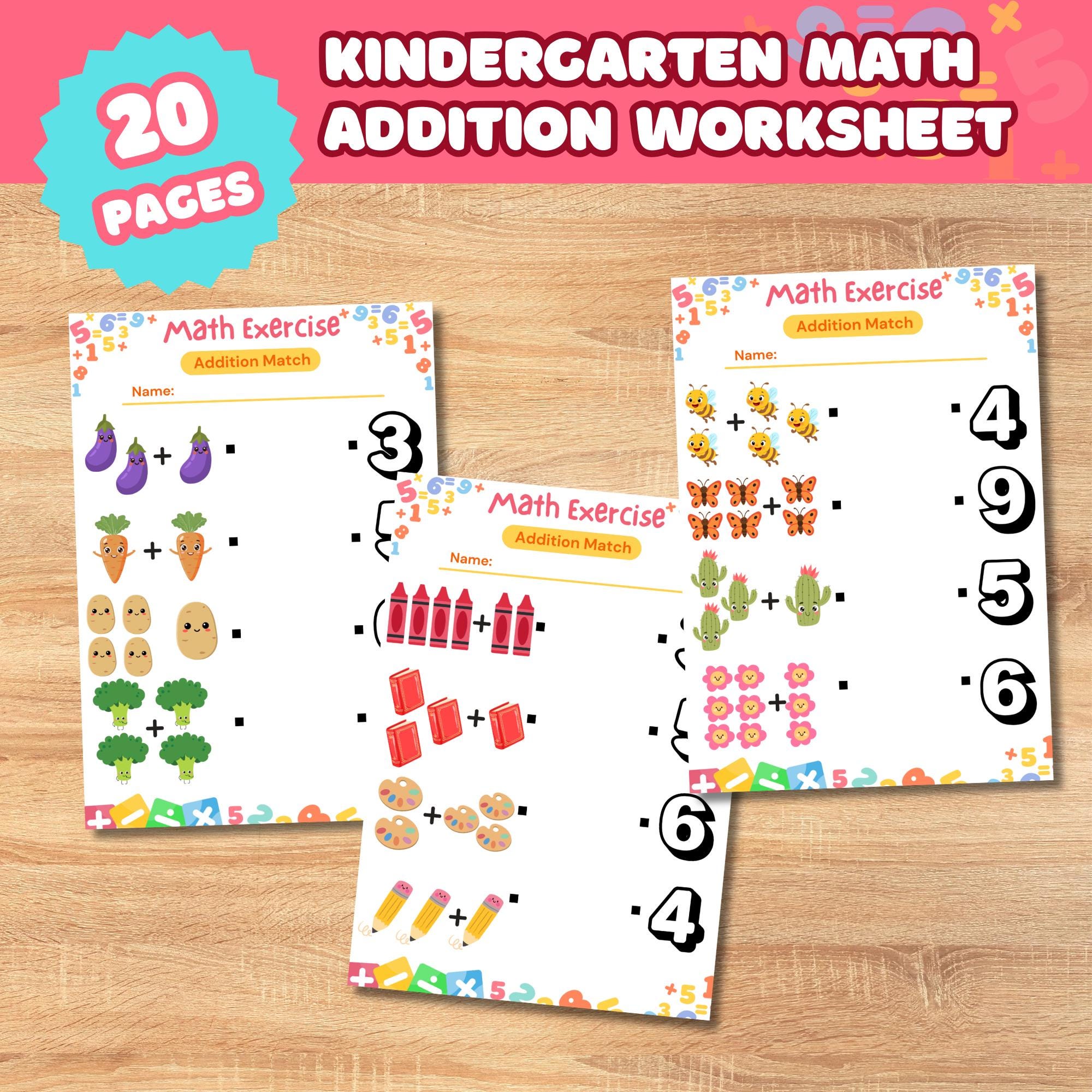Printable Math Worksheets, Match the Picture, Addition Problems ...