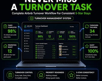 Airbnb Turnover Management System | Property Readiness & 5-Star Stay Workflow