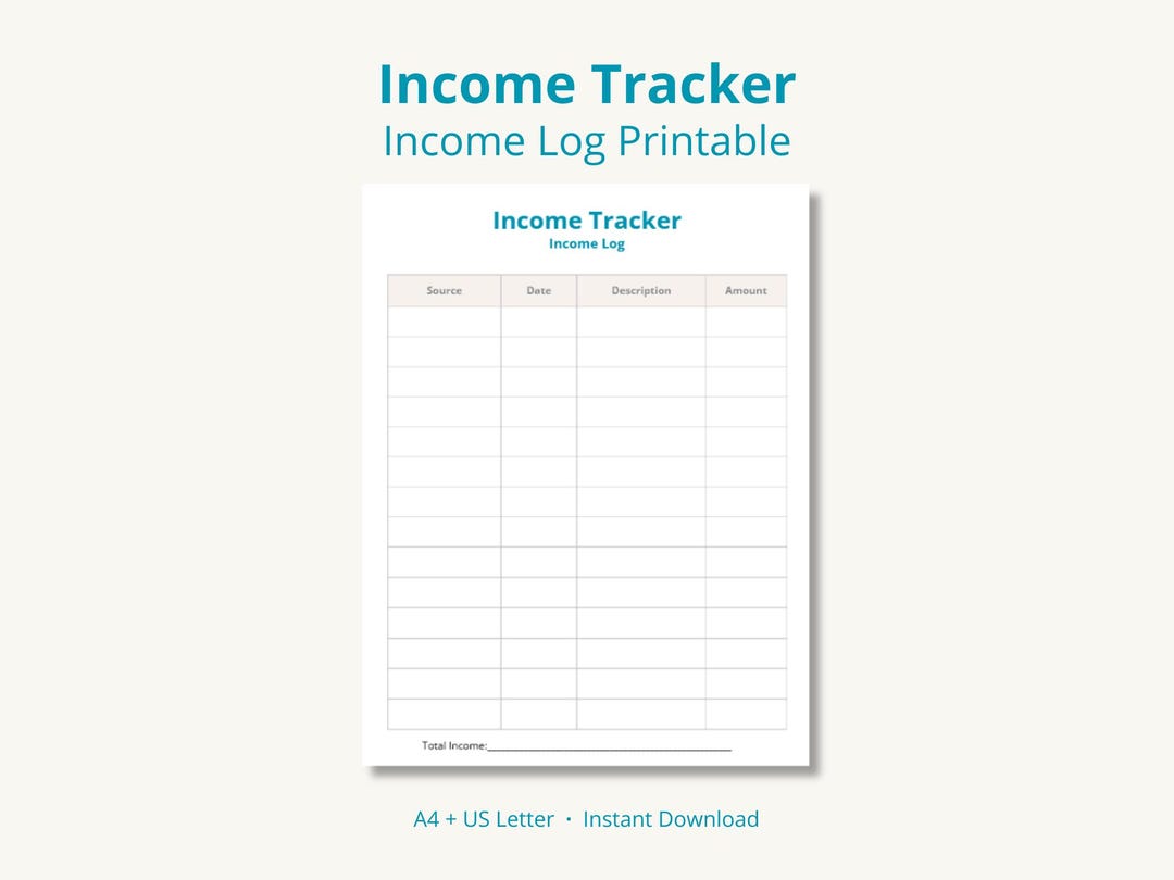 Weekly Income Log Income Tracker Printable | Income Log | Budget Printable | Money ...