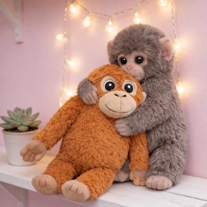 Viral Orangutan Plush Toys Together, 15 Inch Cuddle Companion. Punch Monkey