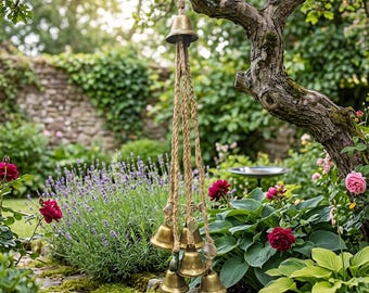 Witch Bell Wind Chimes – Hanging Protection Bells – Rustic Iron Wall Decor – Boho Spiritual Home & Garden Charm
