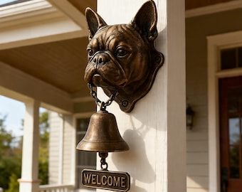 Resin Dog Doorbell Wall Mount, Vintage Welcome Bell