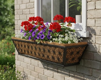 2pcs Window Flower Box Planter Balcony Rail Planter Outdoor Hanging Basket