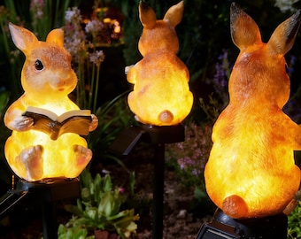 Solar Rabbit Garden Light, Cute Bunny LED Lamp, Outdoor Garden Decor, Animal Solar Light, Yard Pathway Light