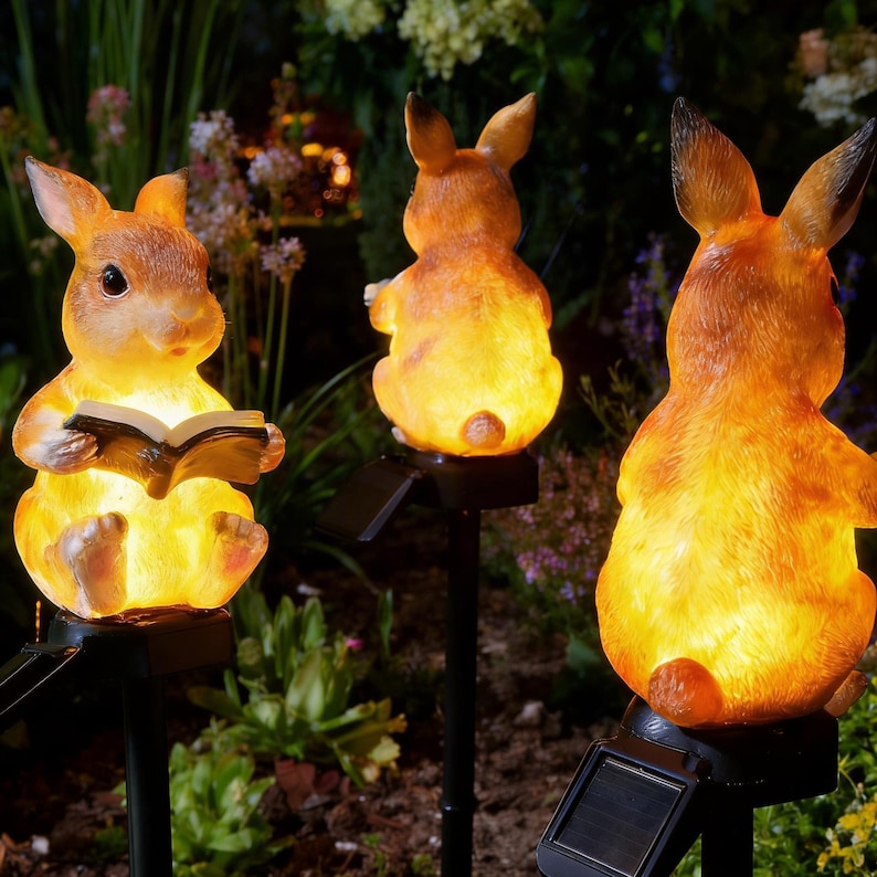 Solar Rabbit Garden Light, Cute Bunny LED Lamp, Outdoor Garden Decor ...