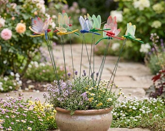 10 estacas decorativas de libélula para jardín, impermeables, para decoración de patio.