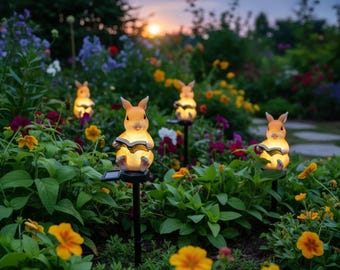 Solar Rabbit Garden Light, Cute Bunny LED Lamp, Outdoor Garden Decor, Animal Solar Light, Yard Pathway Light