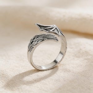 Angel Demon Wing-ring, gotische verstelbare ring, punk duivelse engelring, uniseks gotische sieraden afbeelding 3