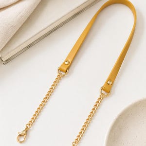 Correa de cadena de piel dividida para bolso, correa de repuesto fina para bolso, asa cruzada de 48 cm (corta) y 120 cm (larga), cadena dorada o de latón, 5 opciones de color.