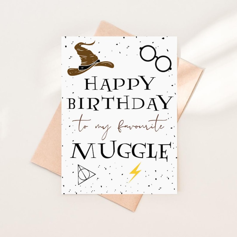 Muggle Text Printable Magical Birthday Card, Wizard Birthday Card, Birthday Card ...