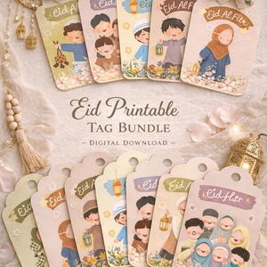 Eid Money Holder Envelopes for Kids - 10 Printable Eidi Cards, Eid Mubarak Cash Gift Holders Set, Festive Gift Instant Download