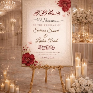 Islamic Wedding Welcome Sign – Nikkah Ceremony Printable, Editable Template, Muslim Wedding Board, Instant Download