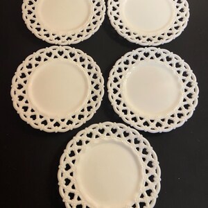 Vintage Milk Glass Plates | Stackable Floral Lattice Serving Dish 1960s