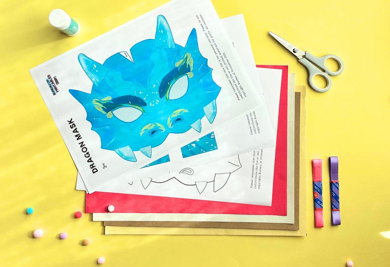 Printable Dragon Mask Template DIY Costume for Kids & Adults (PDF) - Etsy