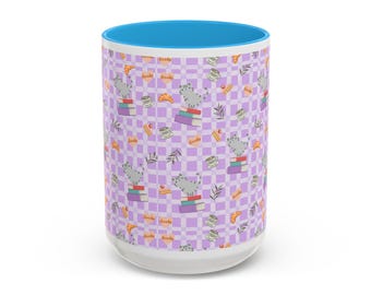 Cats Books Croissants-Two-Tone Accent Mug (11oz, 15oz)