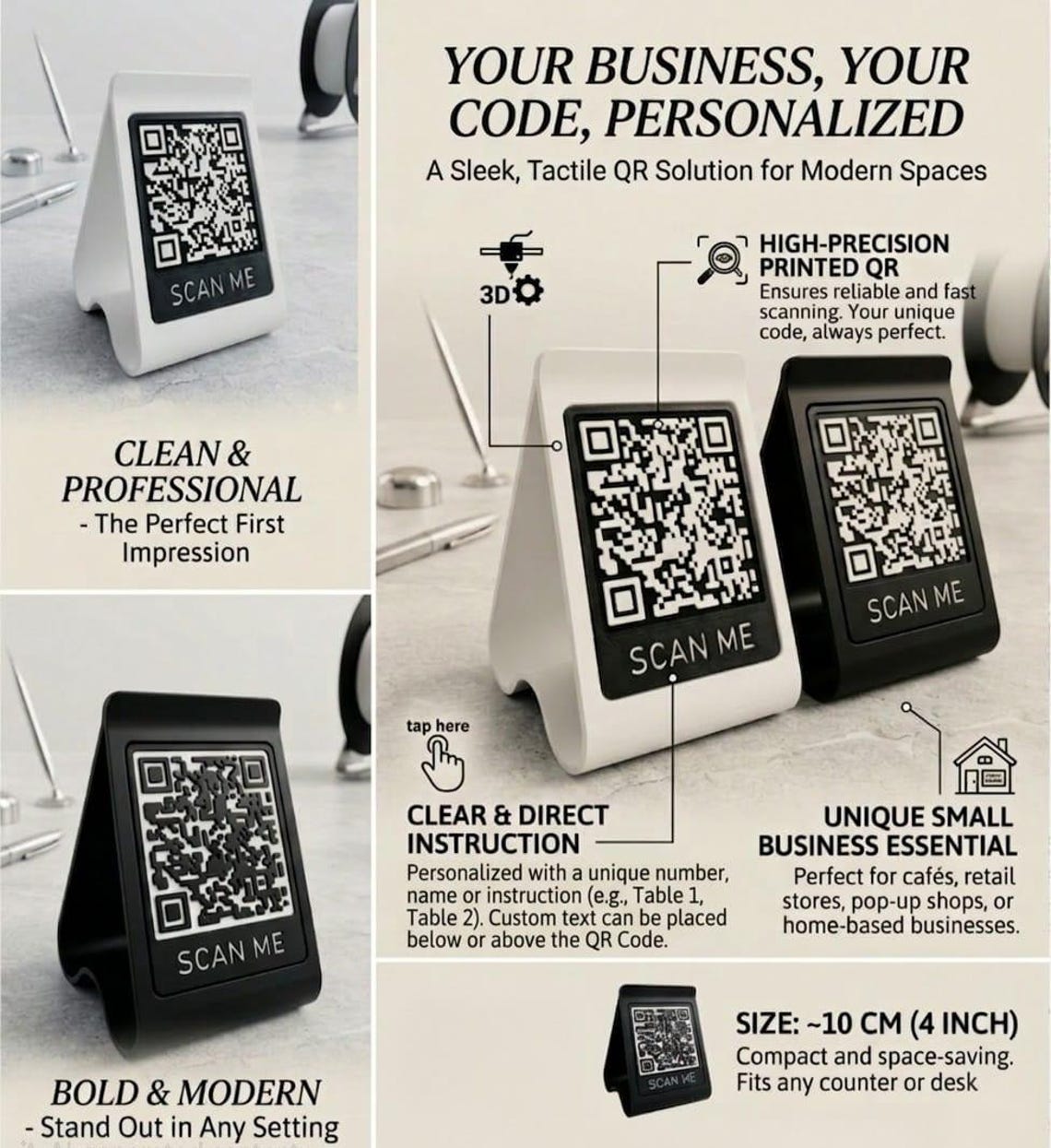 Multiple Qr Code Stand Custom 3D Printed QR Code Stand – Social Media, Menu Sign, Desk Display ...