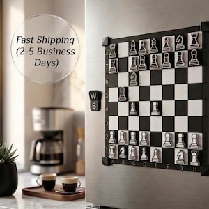 Jeu d'échecs magnétique - échiquier vertical imprimé en 3D, décoration minimaliste moderne, marqueur de tour