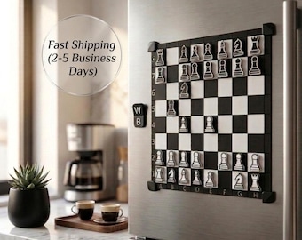 Juego de ajedrez magnético: tablero vertical impreso en 3D, decoración minimalista moderna, marcador de turno