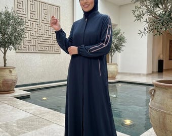 Abaya nera giordana – abaya casual, abaya per tutti i giorni, abaya in crêpe, abito per Ramadan e Eid,