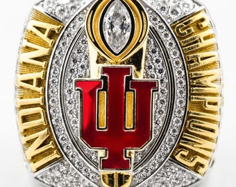 Custom 2026 College Football Championship Ring | Personalized 16-0 Undefeated Team Ring | Crimson & Gold Fan Trophy Gift