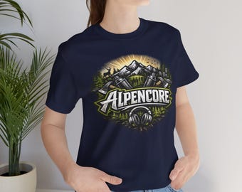 Camiseta ALPENCORE, ropa urbana de trabajo, estilo streetwear, camiseta gráfica unisex de estilo bosque, minimalista, para exteriores, inspirada en la moda urbana y el hip hop.