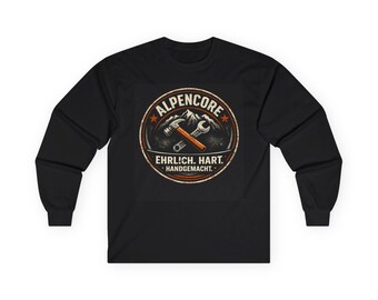 Camisa de manga larga Alpencore con logotipo de llave inglesa para hombre y mujer. Diseño de herramientas. Regalo para albañiles, mecánicos y trabajadores de la construcción.