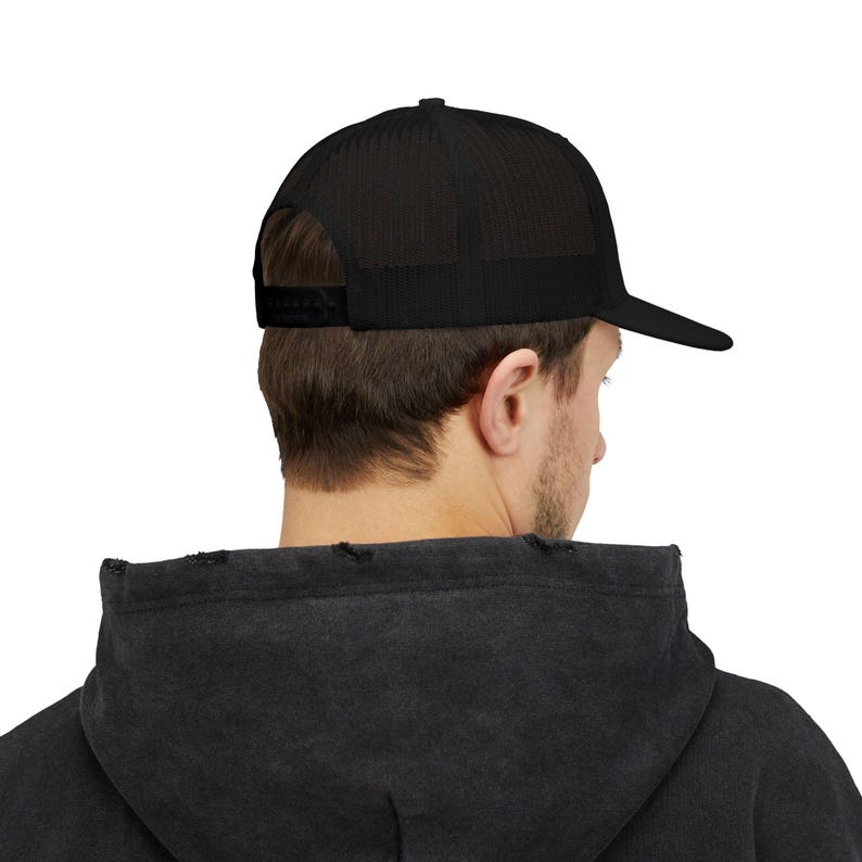 Alpinecore Skull Patch Snapback Cap - Embroidered Trucker Cap, Tradesman Style, Workwear Hat, Unisex Streetwear, Gift for Tradesmen image 3