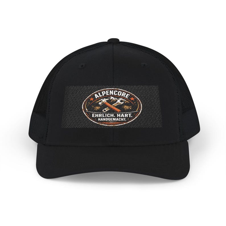 Alpinecore Skull Patch Snapback Cap - Embroidered Trucker Cap, Tradesman Style, Workwear Hat, Unisex Streetwear, Gift for Tradesmen image 2