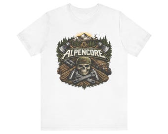 Camiseta unisex ALPENCORE, ropa urbana de trabajo, estilo streetwear, camiseta gráfica de estilo bosque, moda minimalista urbana, vibraciones hip hop para exteriores.