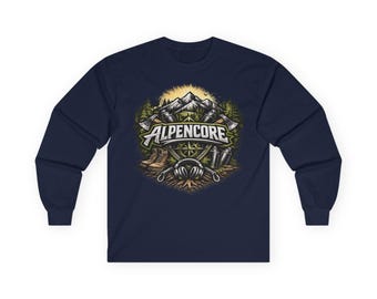 Sudadera con capucha ALPENCORE, ropa urbana de trabajo, estilo streetwear, estilo bosque, unisex, sudadera con capucha gráfica minimalista, moda urbana para exteriores, inspirada en el hip hop.