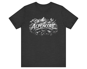 Camiseta con logo de AlpenCore – Camiseta de estilo artesanal urbano para hombre, streetwear minimalista austriaco, atuendo de trabajador de la construcción, camiseta de marca limpia