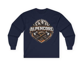 Sudadera con capucha AlpenCore Logo – Ropa urbana elegante para hombre, jersey estilo artesanal, diseño minimalista, marca austriaca de ropa de trabajo.