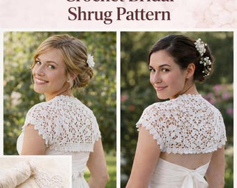 Crochet Bridal Shrug Pattern PDF, Lace Wedding Bolero Crochet Pattern, Elegant Bridal Cover Up, Handmade Crochet Shawl Pattern