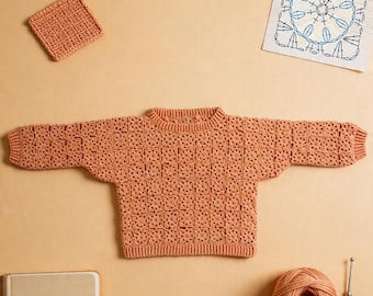 Motiv Pullover Muster PDF, Lace Häkelanleitung, Frauen Häkelpullover, Kuscheliger Handgemachter Pullover, DIY Häkelanleitung für Kleidung