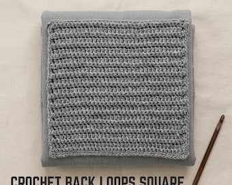 Gehäkelte quadratische Schlaufe im PDF-Format, einfaches Häkeln im Swatch-Muster, Texture Square Crochet, Anfänger Häkelanleitung, 10 x 10 Inch