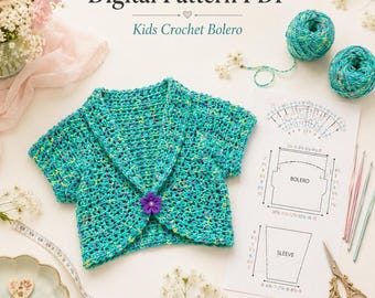 Sassy Girl Shrug Häkelanleitung PDF | Kinder Bolero Strickjacke Anleitung | Einfach Kind Größen 2-8 | Sofort Download