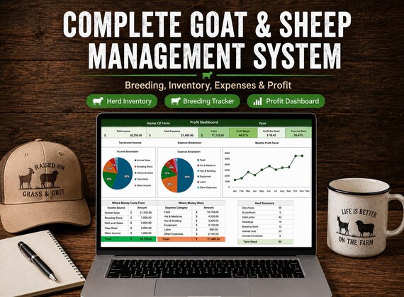 Goat Sheep Management Spreadsheet, Ranch Record Keeping Excel Workbook (Digital Download)