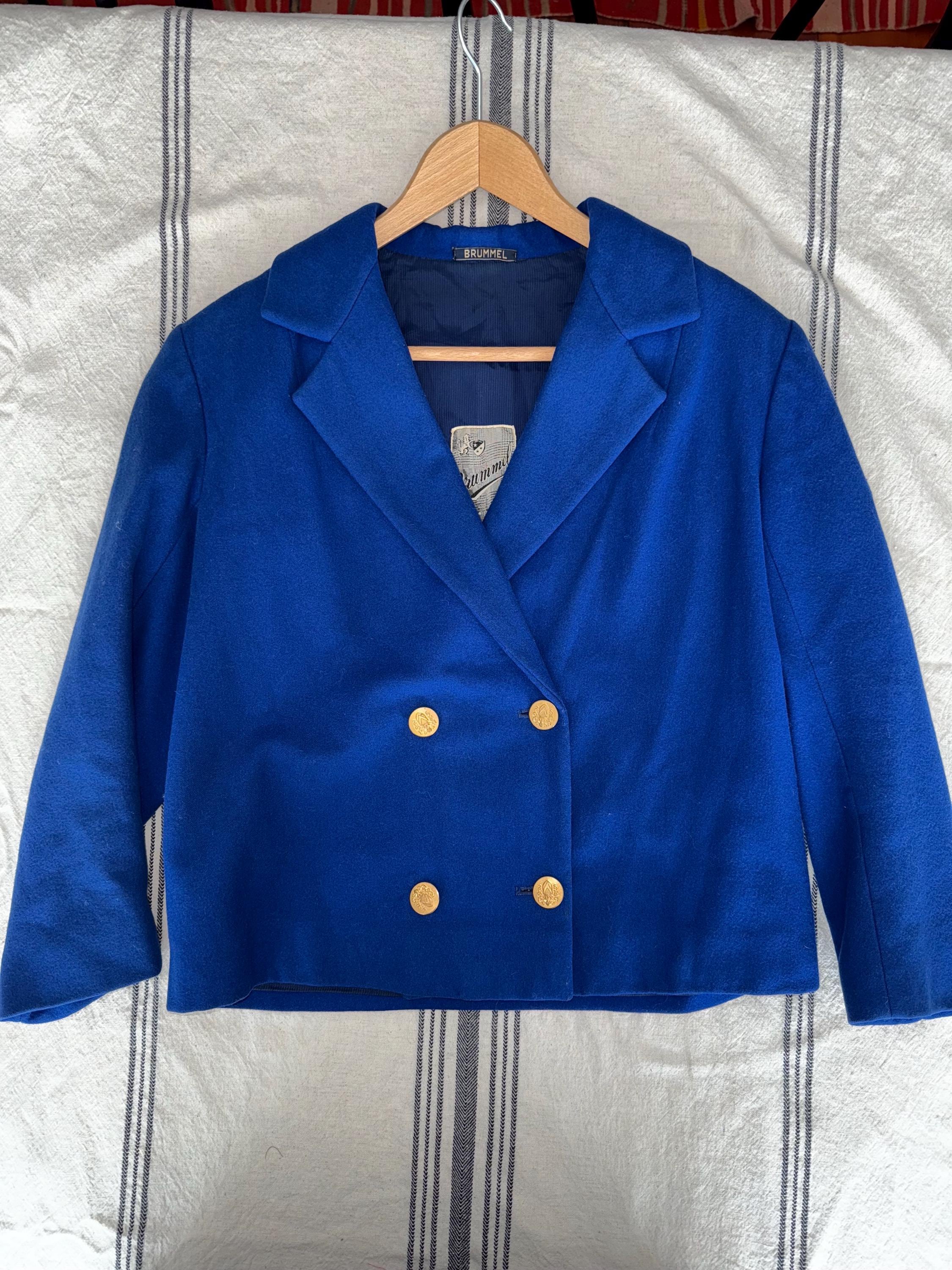 Vintage Italian Brummel Military Style Cropped Blue Pea Coat - Etsy